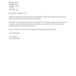 Two Weeks Notice Letters Resignation Letter Templates Heartfelt Quick Database Word