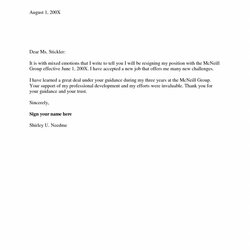 Admirable Simple Weeks Notice Letter Intended For Two Week Resignation Emotions Quitting Resources Template