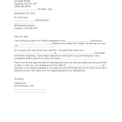 High Quality Two Weeks Notice Letters Resignation Letter Templates
