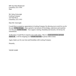 Supreme Two Weeks Notice Letters Resignation Letter Templates Template Sample Professional Format Example