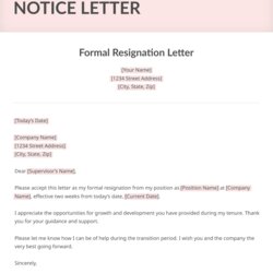 Two Weeks Notice Letter Free Templates Resume Genius Resignation Formal Sample Samples Word Letters Manager