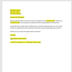 Eminent Two Weeks Notice Letter Template Sweden
