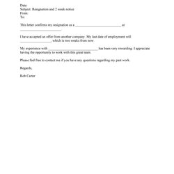Magnificent Two Weeks Notice Letters Resignation Letter Templates Examples Write Create Use Need