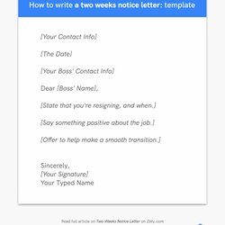 Tremendous Two Week Notice Template Word For How To Write Weeks Letter