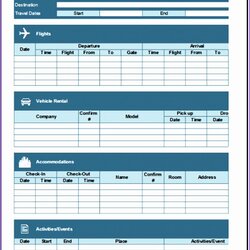 Free Excel Travel Itinerary Template Templates Flight Inspirational Vacation Of
