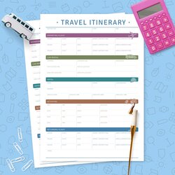 Fantastic Travel Itinerary Template Printable Casual