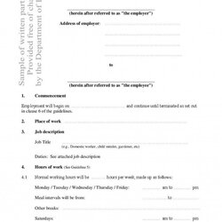 Fine Free Basic Employment Contract Template South Africa Outstanding Sample