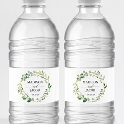 Exceptional Water Bottle Label Template Word Printable Greenery Wedding