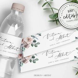 Brilliant Water Bottle Labels Wedding Printable Templates Ideas