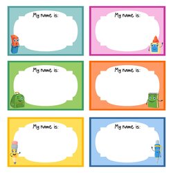 Supreme Best Free Border Templates Printable Badge For At Name Tag Kids