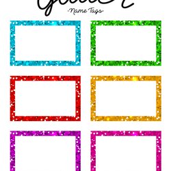 Preeminent Free Printable Glitter Name Tags The Template Can Also Used For Preschool
