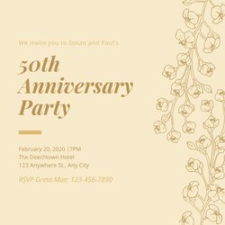 Marvelous Free Anniversary Invitation Templates Printable Gold And Brown