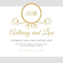 Perfect Free Custom Printable Anniversary Invitation Templates Gold White And