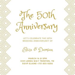 Legit Anniversary Invitations Templates Gold Square Pattern Invitation