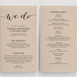 Wonderful Wedding Programs Printable Template Program We Do Kraft Instant Download