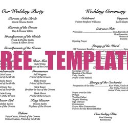 Excellent Free Printable Wedding Ceremony Programs Templates Download