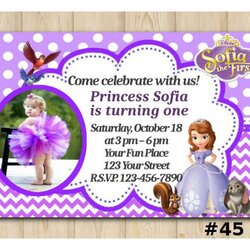 Preeminent Birthday Templates For Sofia The First Download Instant Invitation With Photo