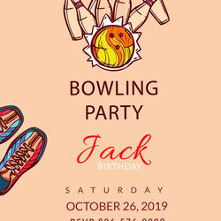 High Quality Outstanding Bowling Invitation Templates Designs Party Template Editable Printable Birthday