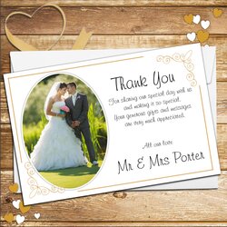 Admirable Gold Frame Wedding Day Thank You Photo Cards In