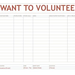 Matchless Volunteer Sign Up Sheet Template Haven