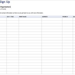 Splendid Volunteer Sign Up Sheet Template With Time Slots