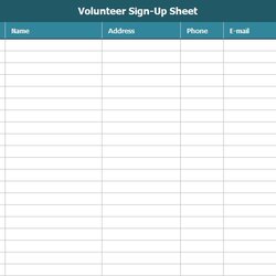 Great Free Sign Up Sheet Template Excel And Word Volunteer