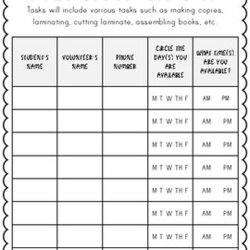 Excellent Parent Volunteer Sign Up Sheet Template Printable Documents Worksheets Original