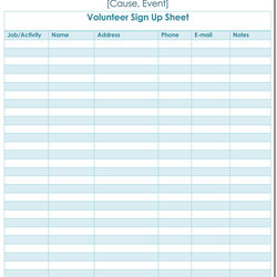 Volunteer Sign Up Template Impromptu Blank Sheet Download