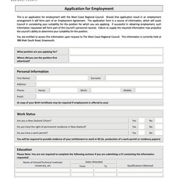 Excellent Free Employment Job Application Form Templates Printable Template