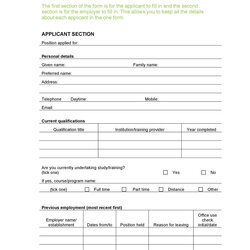 Eminent Free Employment Job Application Form Templates Printable