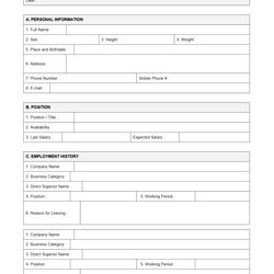 Superb Employee Job Application Form Template Word