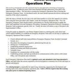 Matchless School Emergency Operations Plan Templates In Doc Width