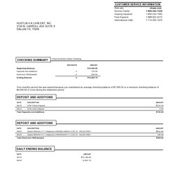 Bank Of America Business Statement Template