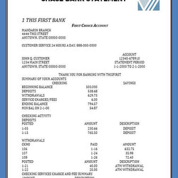 Chase Bank Statement Template Room Surf For Word