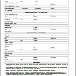 Worthy New Customer Form Template Credit Application