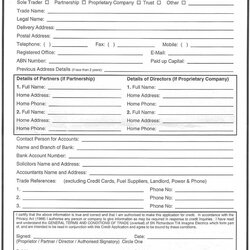 The Highest Quality New Customer Account Application Form Template Credit Business Stirring Printable Photo