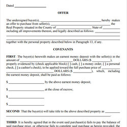 Real Estate Purchase Agreement Free Samples Examples Format Template Contract Sample Simple Offer Fer
