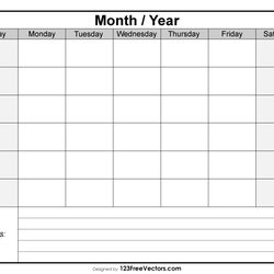 Supreme Blank Monthly Calendar Template Printable Templates