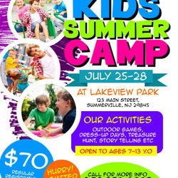 Kids Summer Camp Flyer Template Letter Ts