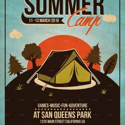 Outstanding Beautiful Summer Camp Flyer Templates The Blog Template Poster Set Preview Blue Cream Premium