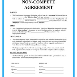 Perfect Employment Agreement Contract Template Free Printable Documents Non Compete