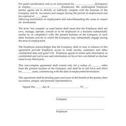 Tremendous Non Compete Agreement Template Contract Legal Company Archives Not
