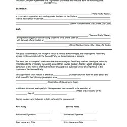 Exceptional Free Non Compete Agreement Template Word Example