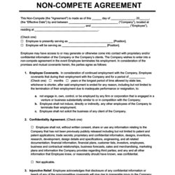 Matchless Free California Non Compete Agreement Template Word