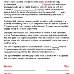 Free Non Compete Agreement Templates Employee Contractor Vendor Template