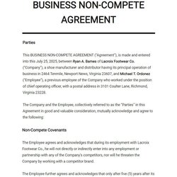 Sterling Sample Non Compete Agreement Template Google Docs Word Apple Pages Business