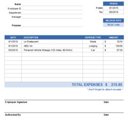 Free Expense Report Template Simple