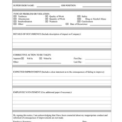 Disciplinary Action Plan Template Form