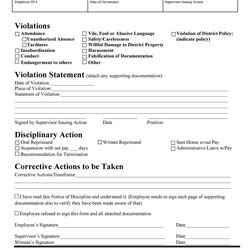 Employee Disciplinary Action Forms Template Lab Form