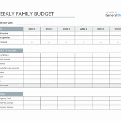 The Highest Quality Weekly Family Budget Template In Excel